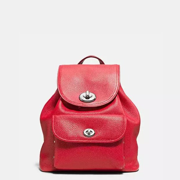 NWT COACH Pebble Leather Turnlock Backpack F37581 main image 5